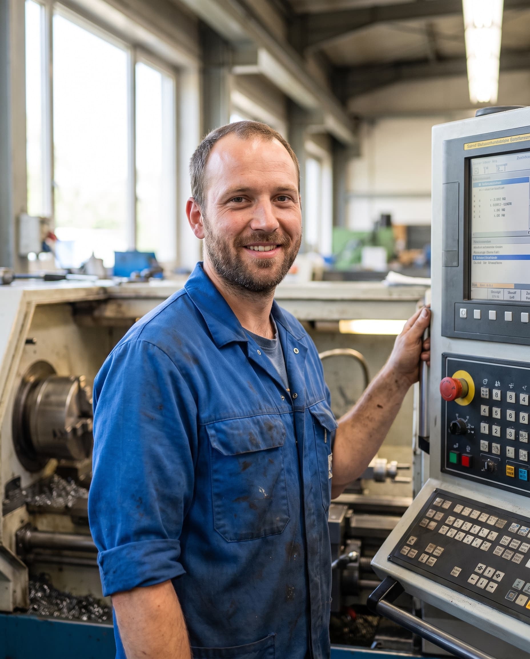 Zerspanungsmechaniker an einer CNC-Maschine